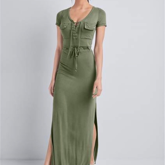 Utility Lace-up Maxi dress - Picture 2 of 8